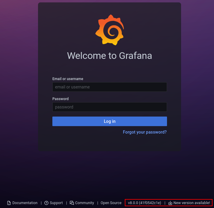 Grafana Login Page