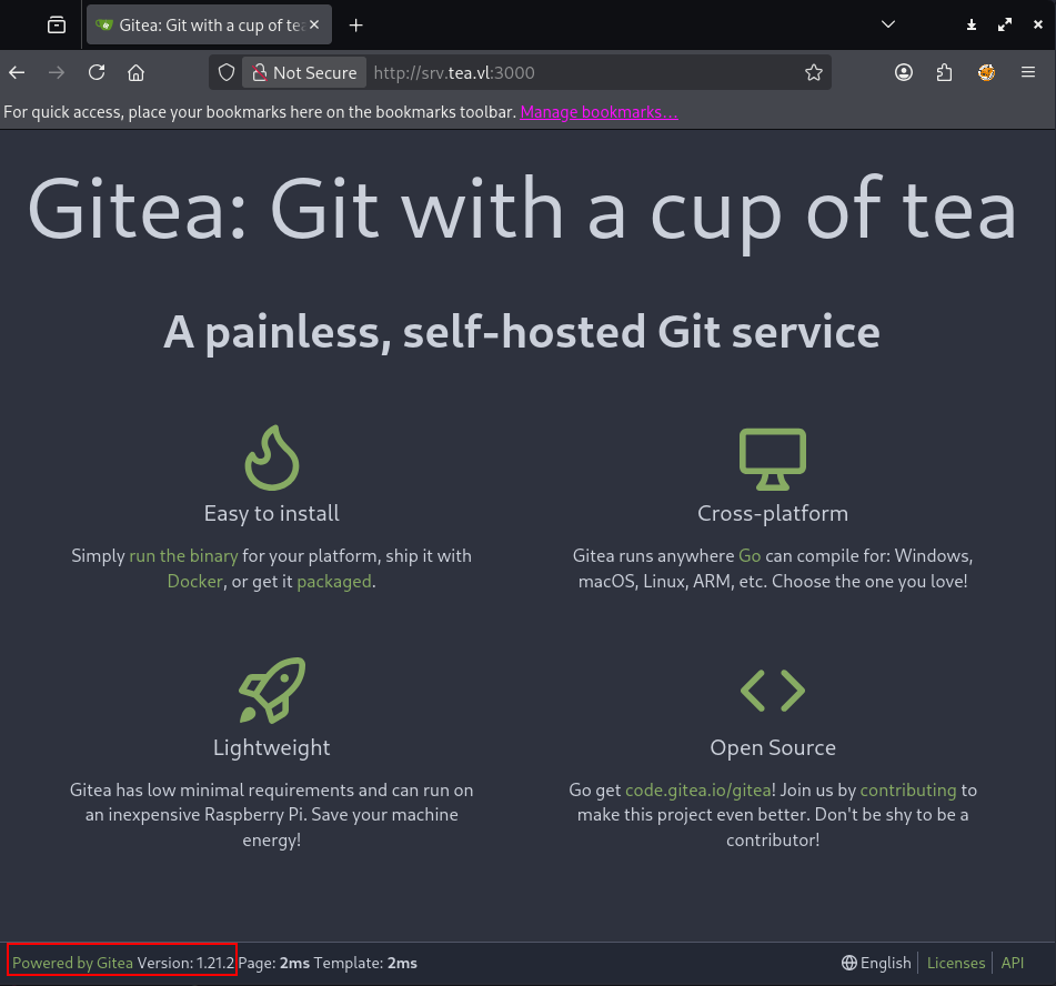 Gitea version disclosure