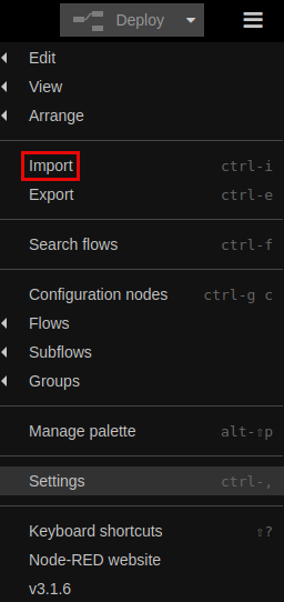 NodeRED Import Feature