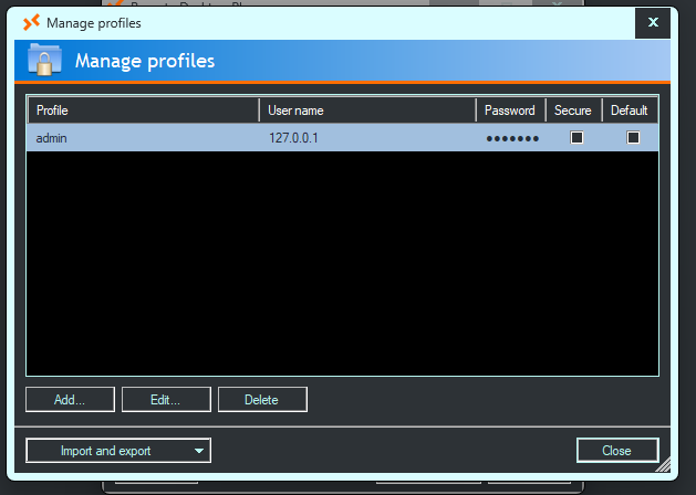 Viewing the profile in RDP+