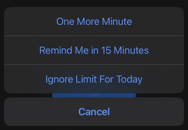 Ignore Screen Time Limit